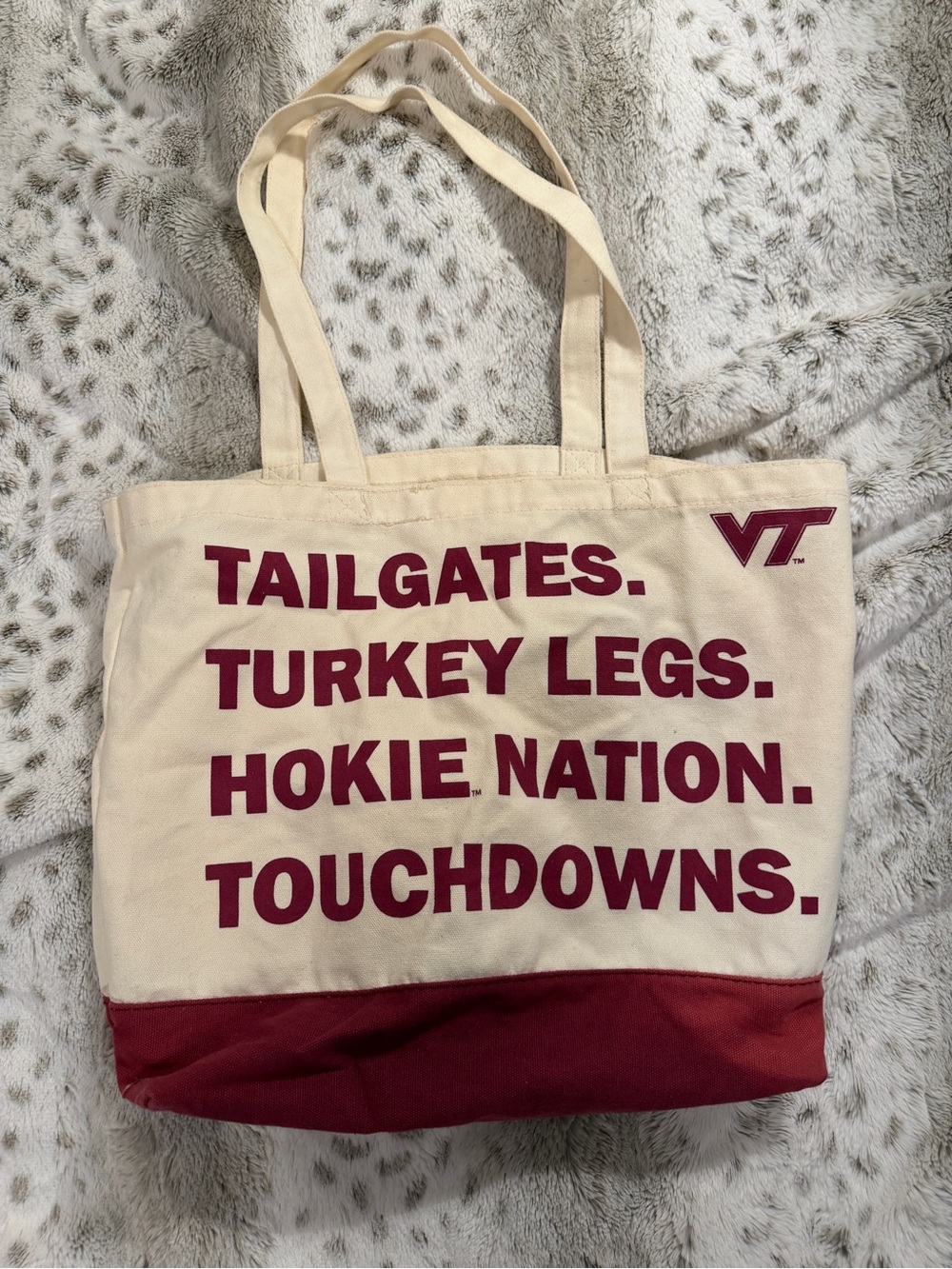 Virginia Tech Hokies Canvas Tote Bag - Cream and Maroon